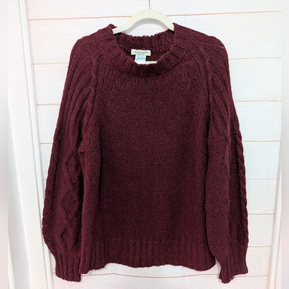 EUC Cocogio Gorgeous 😍 Merlot Alpaca 🦙 Wool Mix Knit 🧶 Pullover Sweater XL